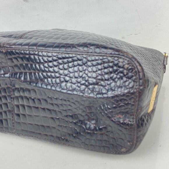 ETIENNE AIGNER Leather Shoulder Bag Croc Embossed in Chocolate - Picture 10 of 14